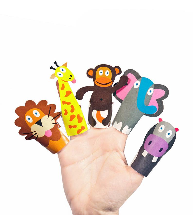Κατασκευάζω χάρτινες δακτυλόκουκλες με ζώα της ζούγκλας