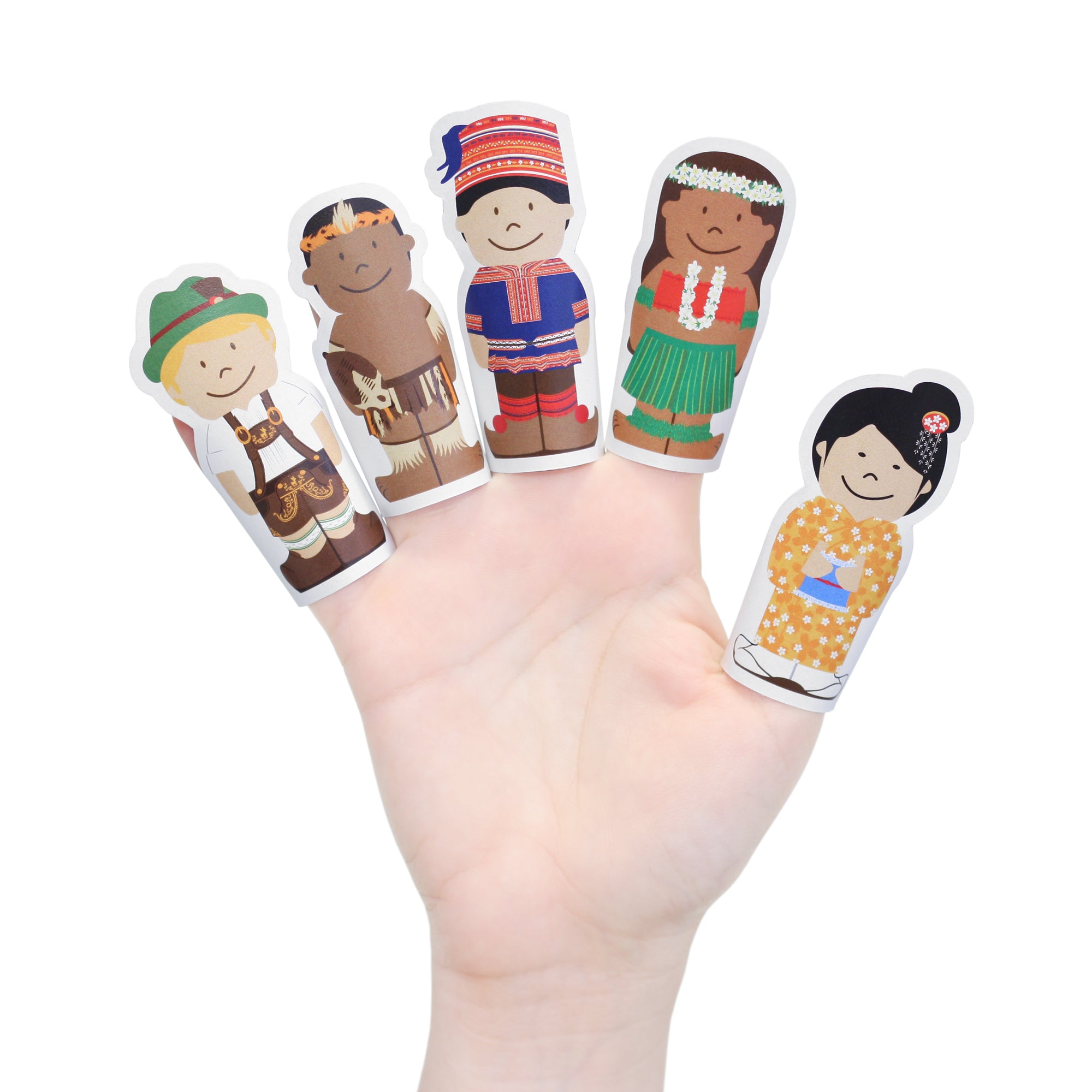 Κατασκευάζω χάρτινες δακτυλόκουκλες με φιγούρες των παιδιών του κόσμου